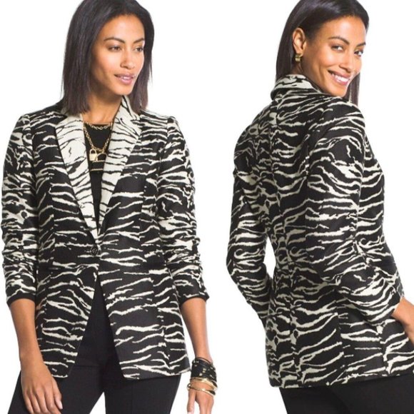 Chico's Jackets & Blazers - Chicos Women's Bi-Color Animal Zebra Print Suit Jacket Blazer Size 0/ XS‎ (4-6)